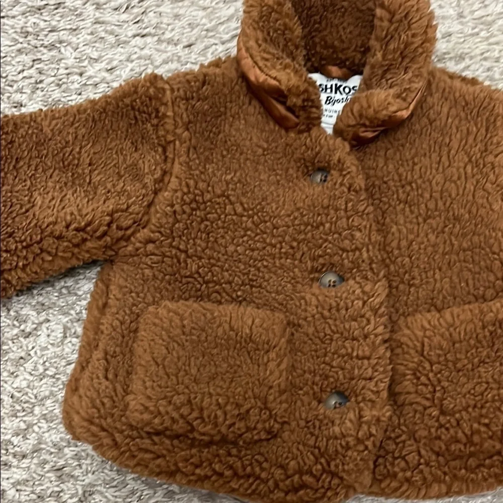 OshKosh Brown Sherpa Button Down Jacket - Size 18 months